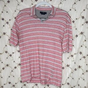 Ermenegildo Zegna Red and Gray Striped Polo Shirt